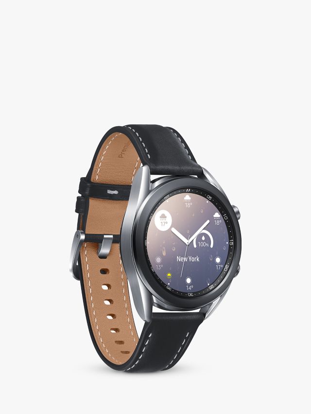 Samsung Galaxy Watch 3, Bluetooth, 41mm, Stainless Steel with Leather Strap, Mystic Silver
