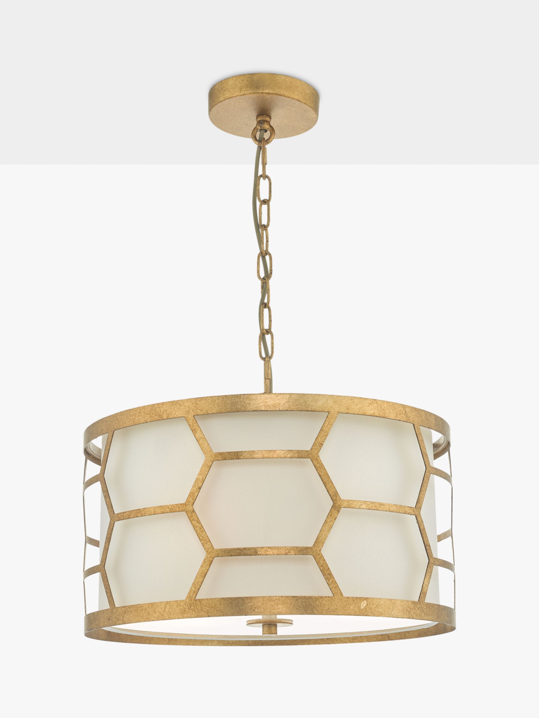 Photo of Där metal hexagon small pendant ceiling light gold/ivory