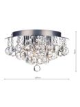 Där Pluto Flush Crystal Ceiling Light, Clear/Polished Chrome, Dia.29cm