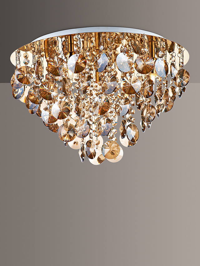 Där Jester Crystal Semi Flush Ceiling Light - Flush Crystal Ceiling Lights Gold