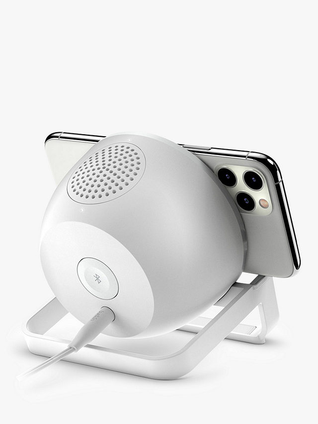 Belkin Qi BoostCharge Wireless Charging Stand & Bluetooth Speaker, White