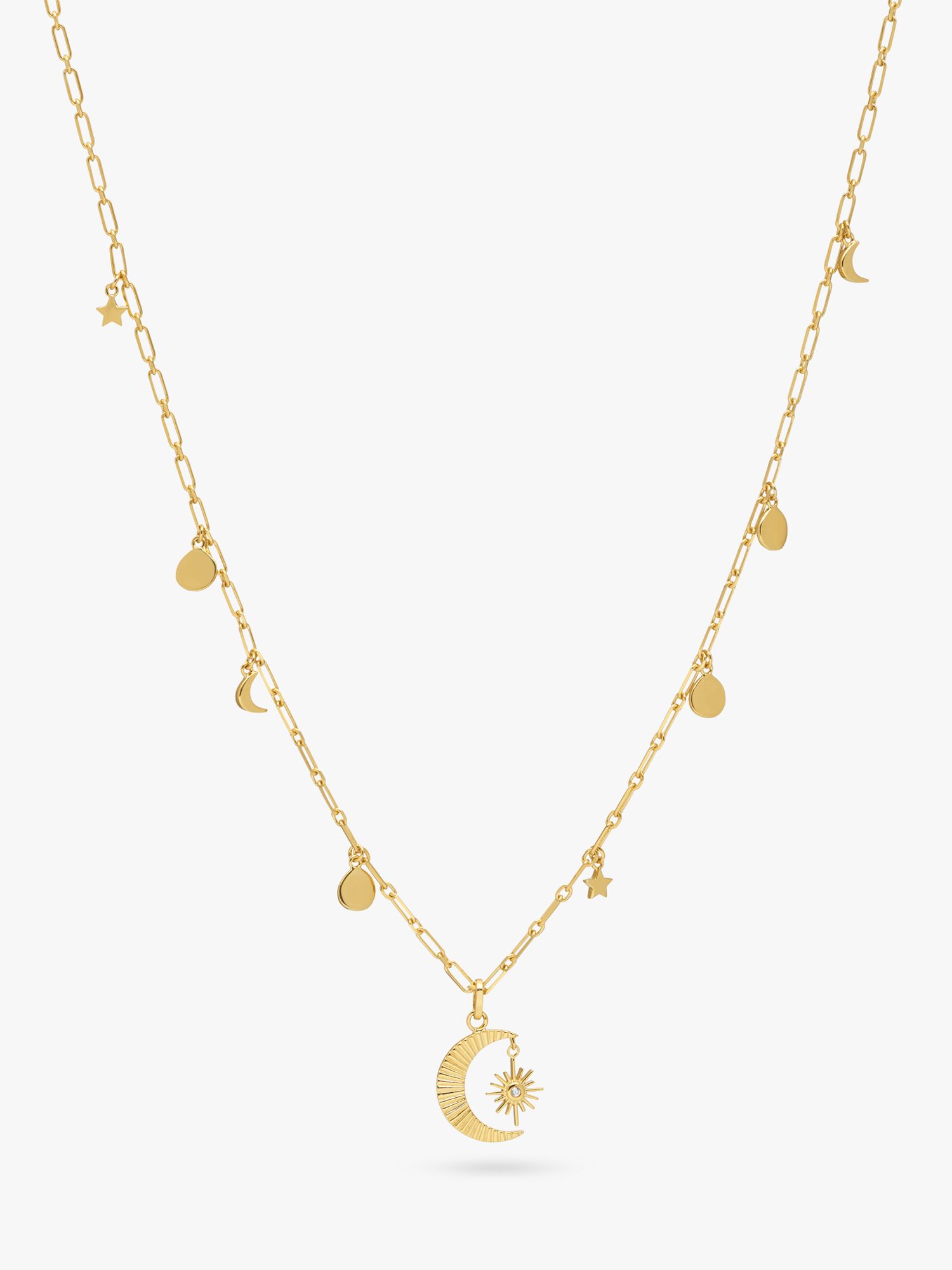 Lola Rose Curio Celestial Crescent and Star Chain Necklace, Gold at ...