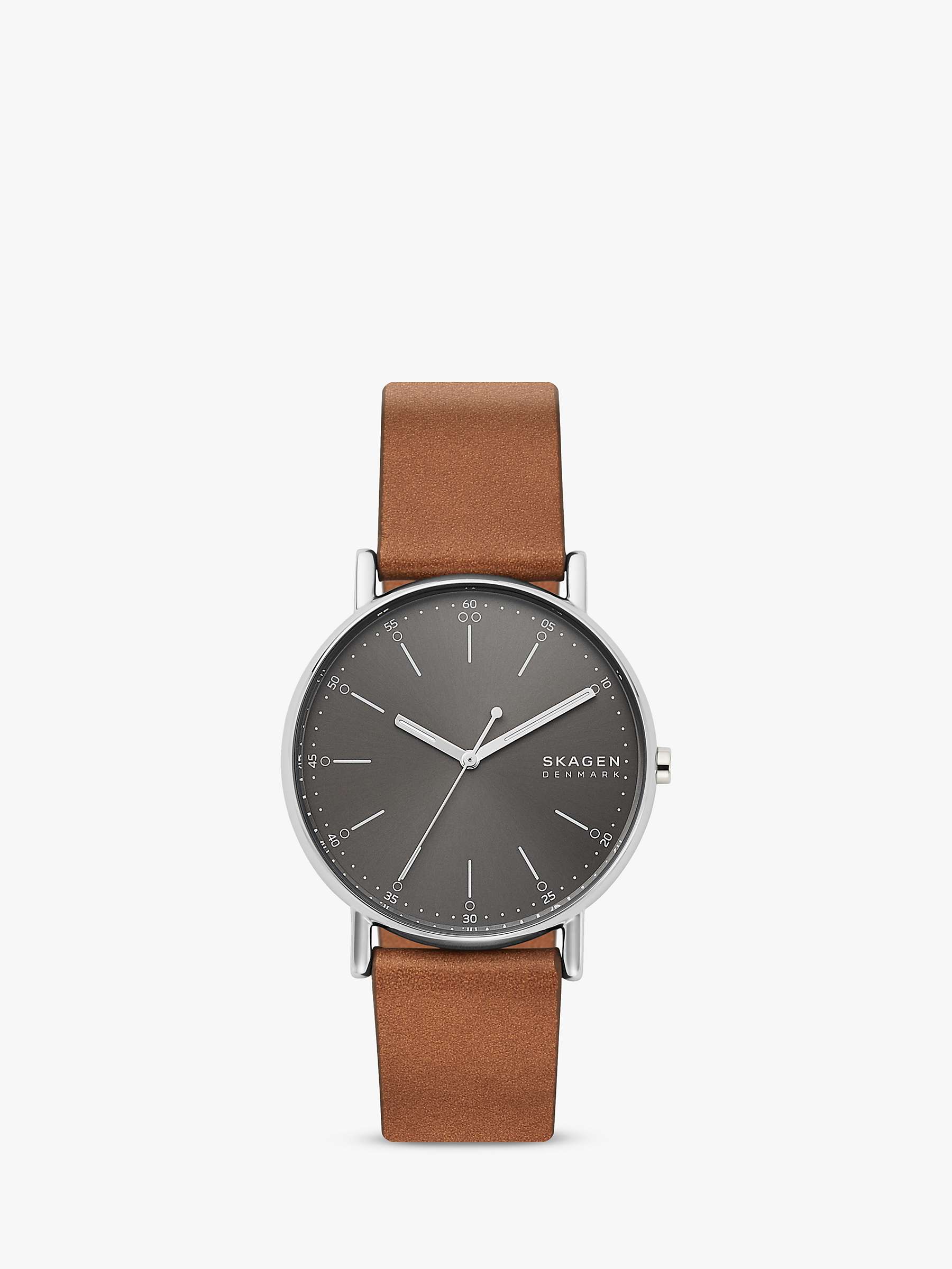 Buy Skagen Men's Signatur Leather Strap Watch Online at johnlewis.com