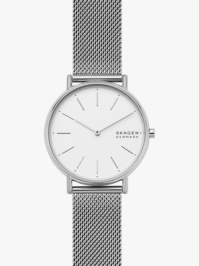 Skagen Women's Signatur Mesh Bracelet Strap Watch, Silver/White Skw2785
