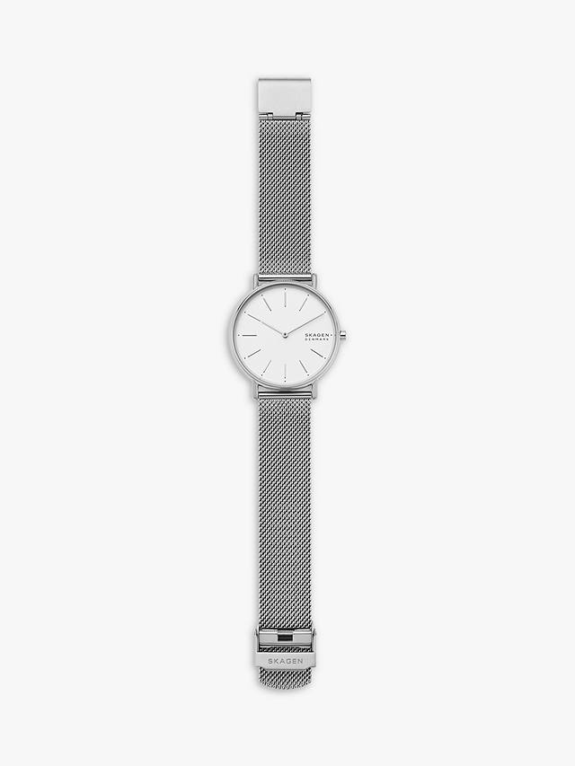 Skagen Women's Signatur Mesh Bracelet Strap Watch, Silver/White Skw2785