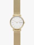 Skagen Women's Signatur Mesh Bracelet Strap Watch, Gold/White Skw2693
