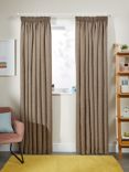 John Lewis Textured Weave Recycled Polyester Pair Blackout/Thermal Lined Pencil Pleat Curtains, Mocha