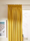 John Lewis Textured Weave Recycled Polyester Pair Blackout/Thermal Lined Pencil Pleat Curtains, Citrine