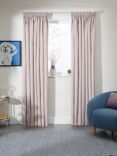 John Lewis Textured Weave Recycled Polyester Pair Blackout/Thermal Lined Pencil Pleat Curtains, Rose Pink