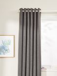 John Lewis Textured Weave Recycled Polyester Pair Blackout/Thermal Lined Eyelet Curtains, Steel