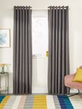 John Lewis Textured Weave Recycled Polyester Pair Blackout/Thermal Lined Eyelet Curtains, Steel