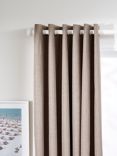 John Lewis Textured Weave Recycled Polyester Pair Blackout/Thermal Lined Eyelet Curtains, Mocha