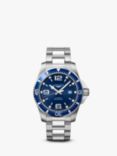 Longines L38414966 Men's Hydro Conquest Automatic Date Bracelet Strap Watch, Silver/Blue