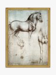 Brookpace Lascelles Leonardo da Vinci 'Study of Horse' Wood Framed Print, 21 x 16cm, Natural/Gold