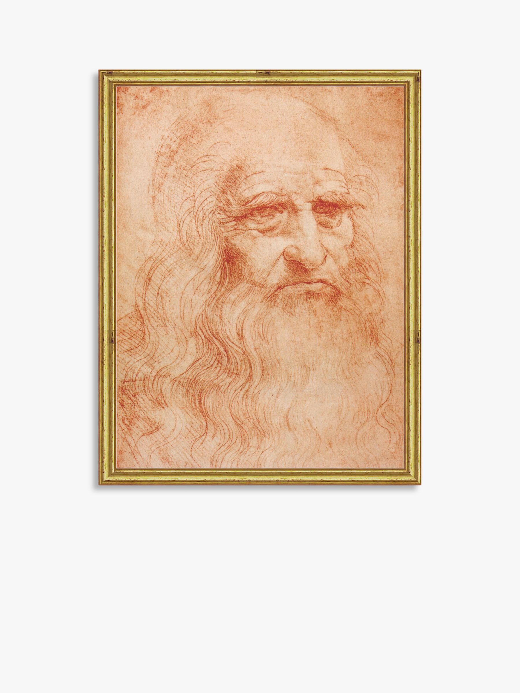 Leonardo da Vinci - Portrait of a Man Wood Framed Print, 26 x 19cm, Red/Gold