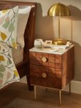 John Lewis & Partners Trinity Marble Bedside Table, Brown
