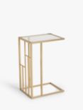 John Lewis & Partners Grid Glass Sofa Side Table, Clear/Gold