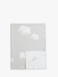 John Lewis & Partners Safari Elephant Cotton Blanket, 100 x 75cm