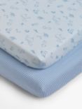 John Lewis & Partners Under The Sea Print Cotton Fitted Cotbed Sheet, 70 x 140cm, Pack of 2