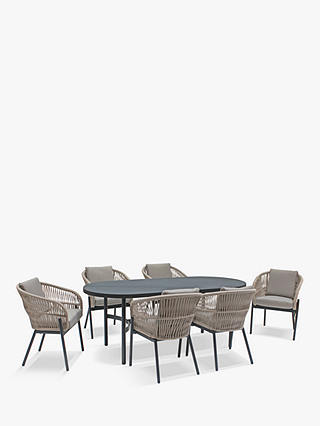 6 Seater Oval Garden Dining Table Grey, Oval Outdoor Dining Table Set For 6
