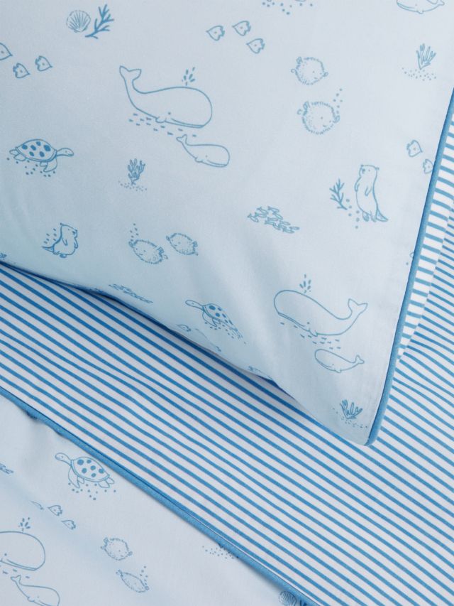 John Lewis & Partners Under The Sea Print Cotbed Duvet Cover and Pillowcase Set, Multi, 120 x 140cm