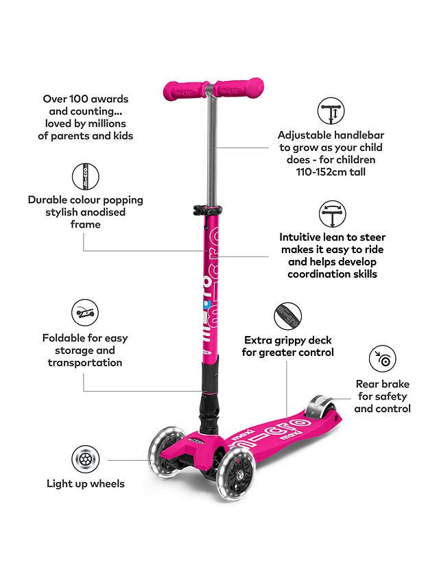 Micro Scooters Maxi Deluxe Foldable LED Scooter, Pink