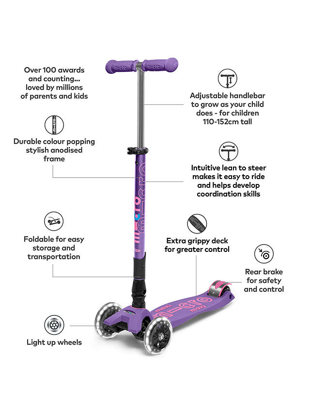 Micro Scooters Maxi Deluxe Foldable LED Scooter, Purple