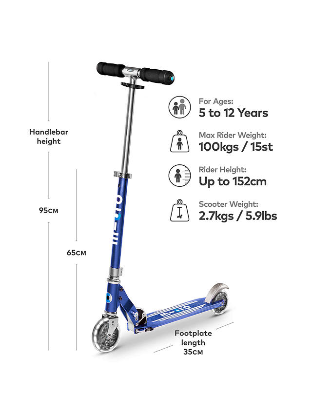 Micro Scooters Sprite Foldable LED Scooter, Blue Stripe