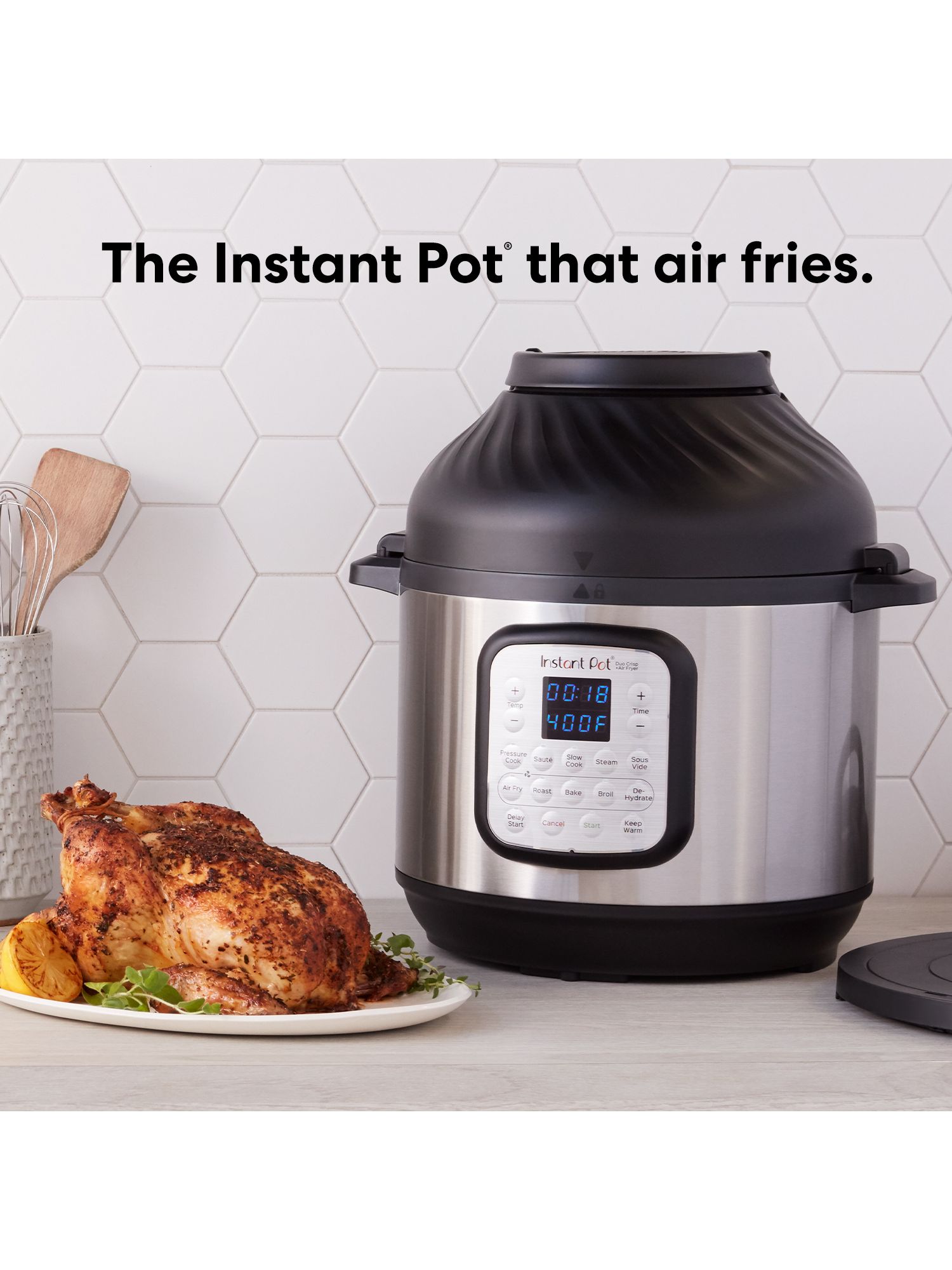 Instant Pot Duo Crisp Pressure Cooker 11 in 1, 8 Qt with Air Fryer, Roast,  Bake, Dehydrate and more & Genuine Instant Pot Tempered Glass lid, Clear 10