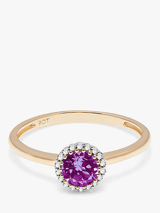 A B Davis 9ct Gold Amethyst and Diamond Engagement Ring, Gold