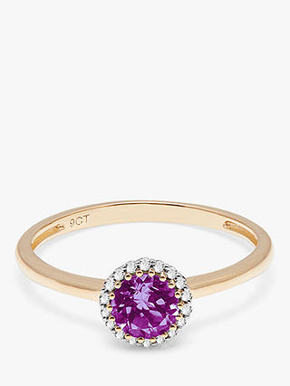 A B Davis 9ct Gold Amethyst and Diamond Engagement Ring, Gold
