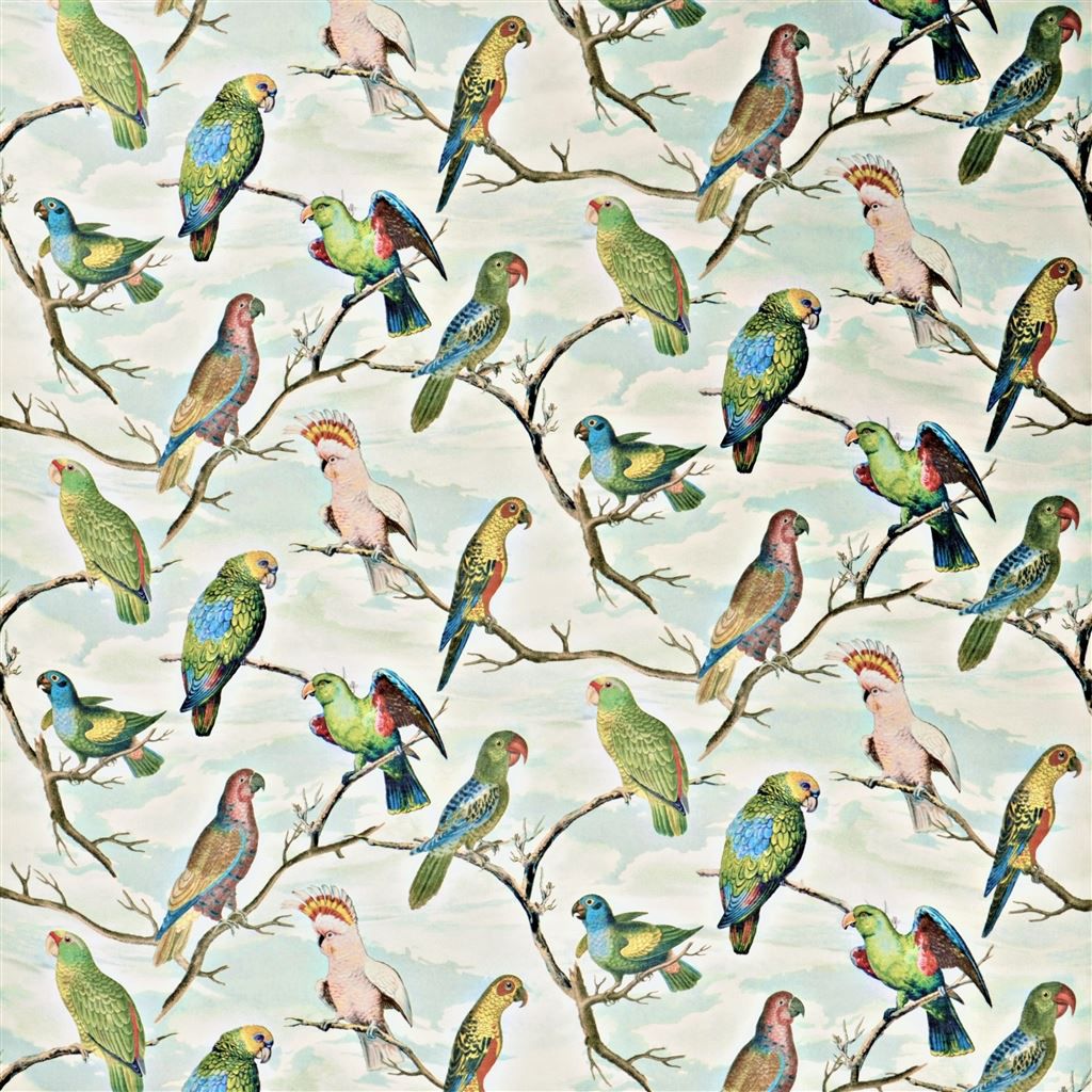 Designers Guild Parrot Aviary Furnishing Fabric, Sky Blue