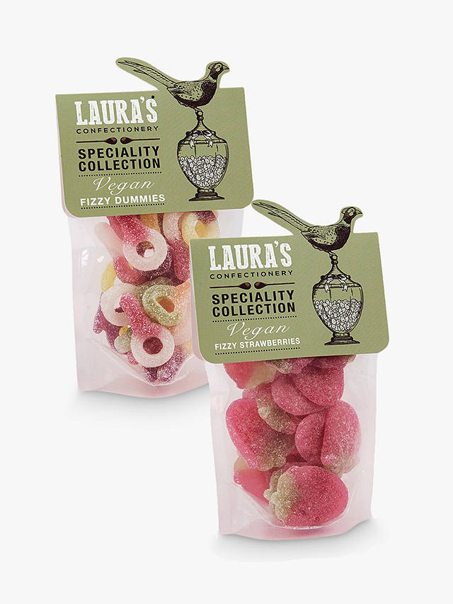 Laura's Confectionery Fizzy Dummies Pouch, 100g & Fizzy Strawberries Pouch, 127g