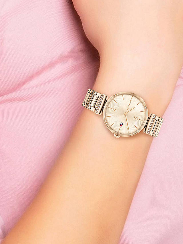 Tommy Hilfiger Women's Crystal Bracelet Strap Watch, Gold 1782271