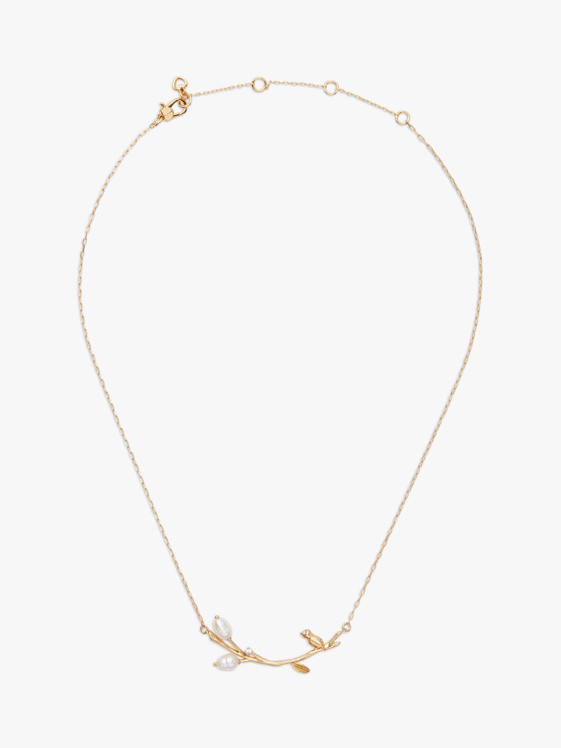 kate spade new york Brilliant Branches Freshwater Pearl Bird Chain Necklace,  Gold