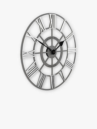 Thomas Kent Evening Star Roman Numeral Skeleton Wall Clock, 61cm, Silver