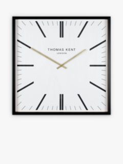 Thomas Kent Garrick Square Analogue Wall Clock, 40cm, Black/White