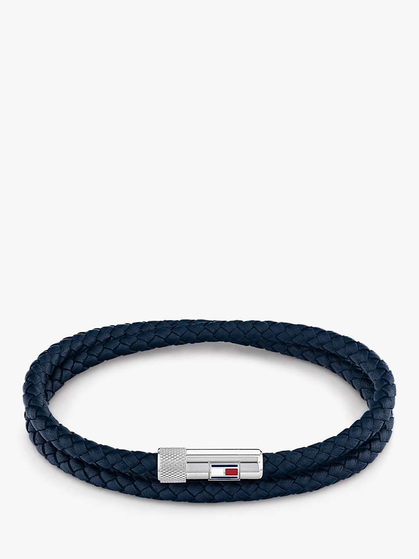 Buy Tommy Hilfiger Men's Double Wrap Leather Bracelet, Navy Online at johnlewis.com