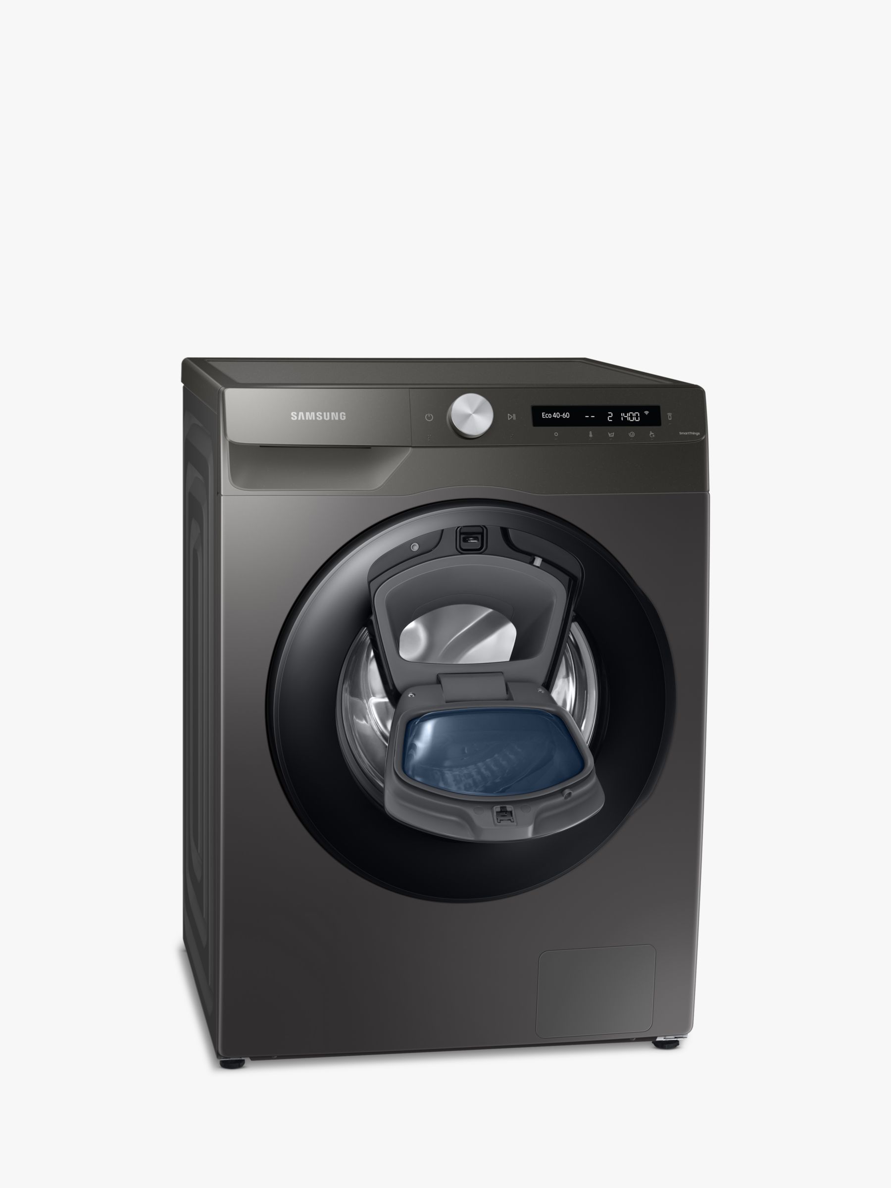 Verslijten Durf Souvenir Samsung Series 5+ WW90T554DAN Freestanding ecobubble™ AddWash™ Washing  Machine, 9kg Load, 1400rpm Spin, Graphite