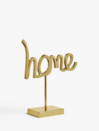 John Lewis 'Home' Sign Sculpture, H31.5cm, Gold