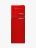 Smeg 50's Style FAB30L Freestanding 70/30 Fridge Freezer, Left-Hand Hinge, Red