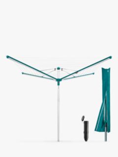 Leifheit Linomatic 500 Deluxe Easy Open Outdoor Rotary Clothes Airer with Cover and Retractable Keep-Clean Lines, 50m