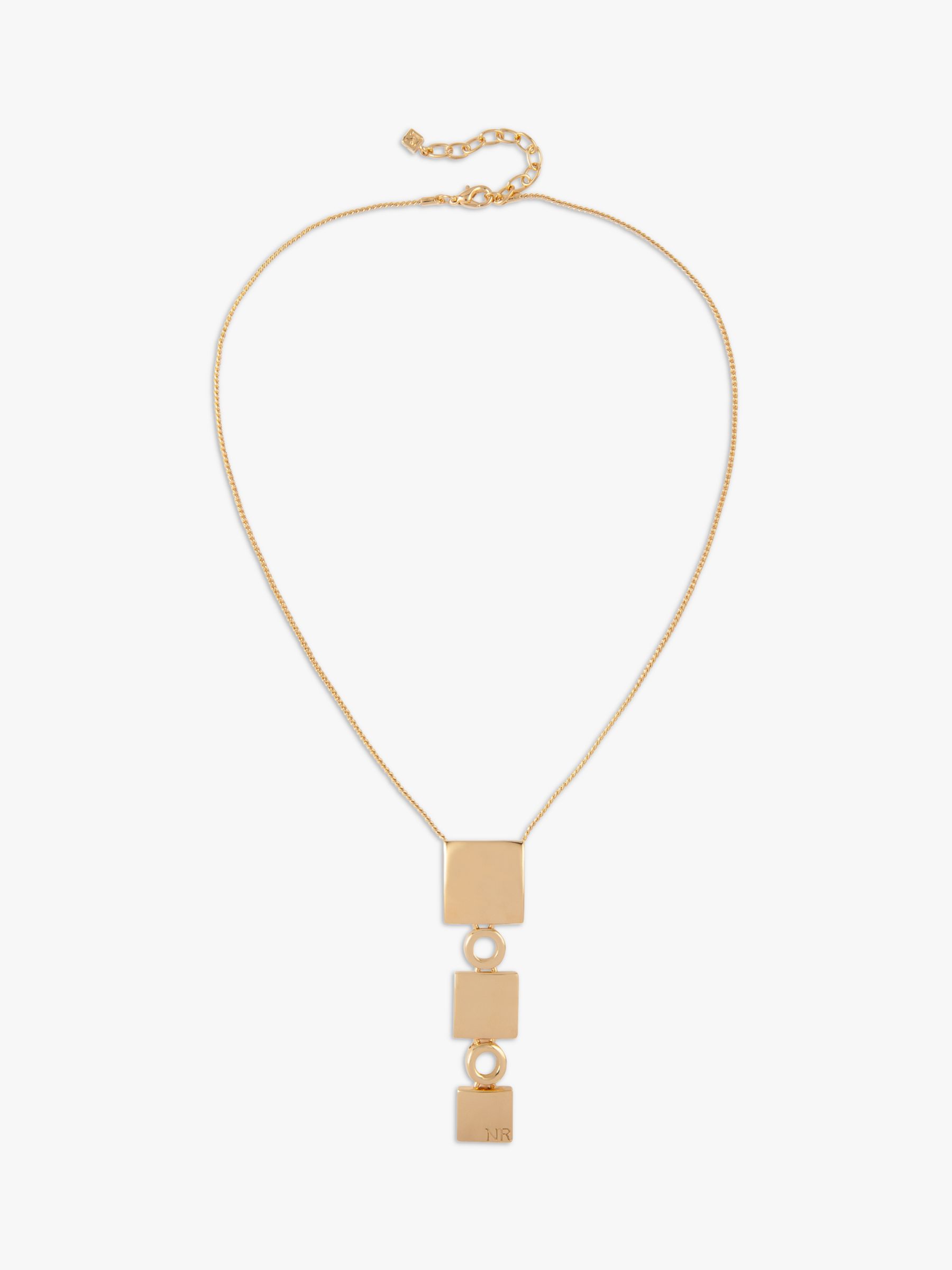 Susan Caplan Vintage Nina Ricci Gold Plated Square Drop Pendant Necklace, Gold