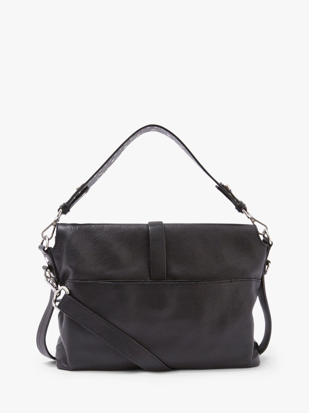 Mint Velvet Amber Leather Shoulder Bag, Black at John Lewis & Partners