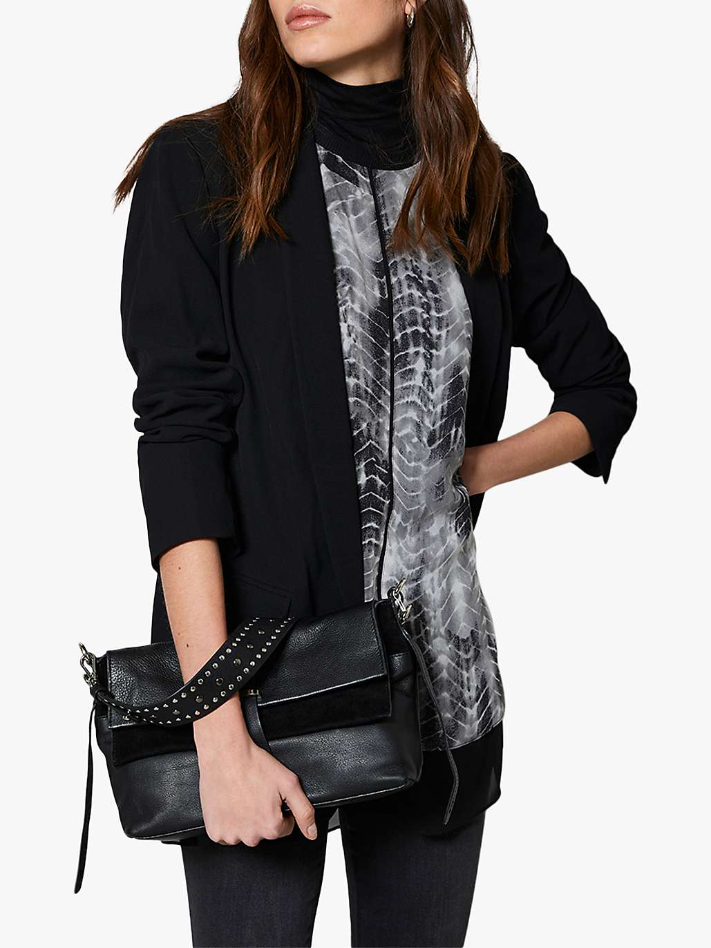 Buy Mint Velvet Amber Leather Shoulder Bag, Black Online at johnlewis.com