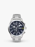 HUGO by Hugo Boss 1530163 Men's CHASE Chronograph Bracelet Strap Watch, Silver/Blue