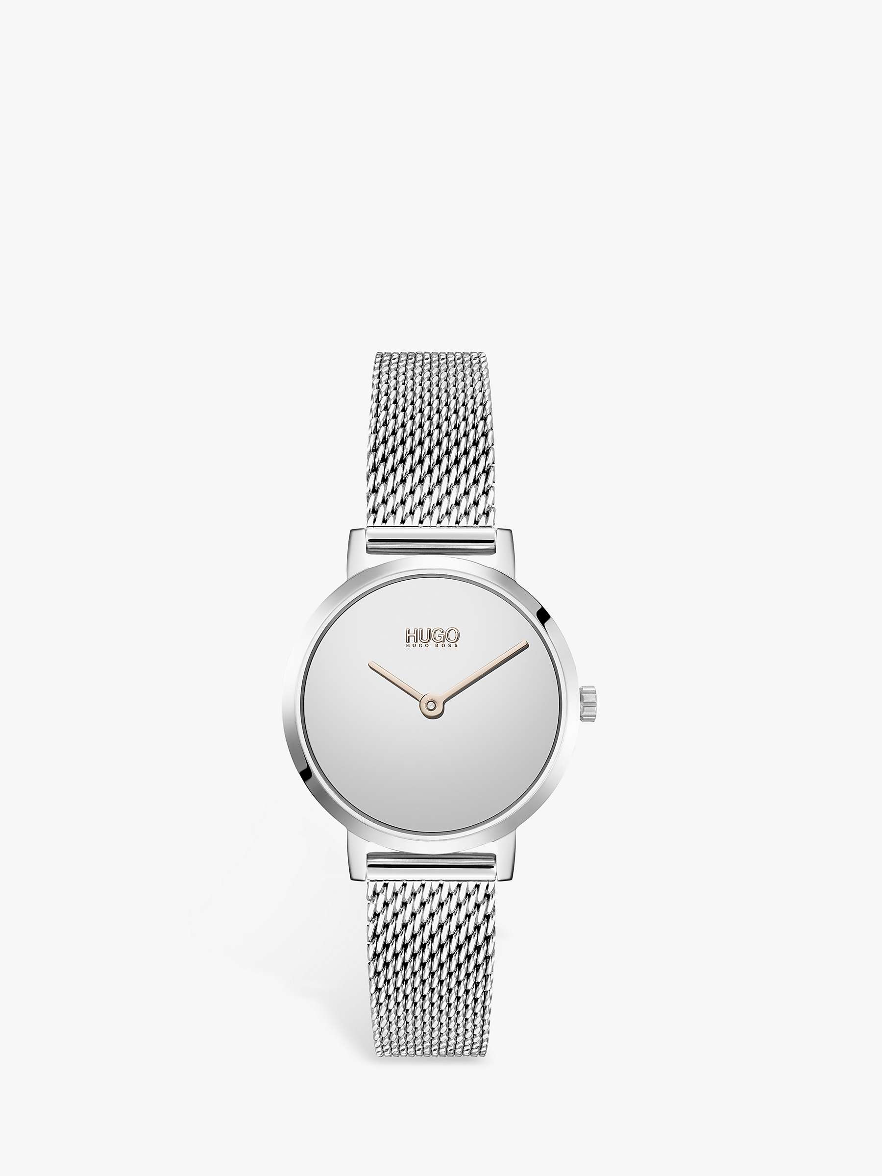 HUGO Women's Cherish Mesh Bracelet Strap Watch, Silver
