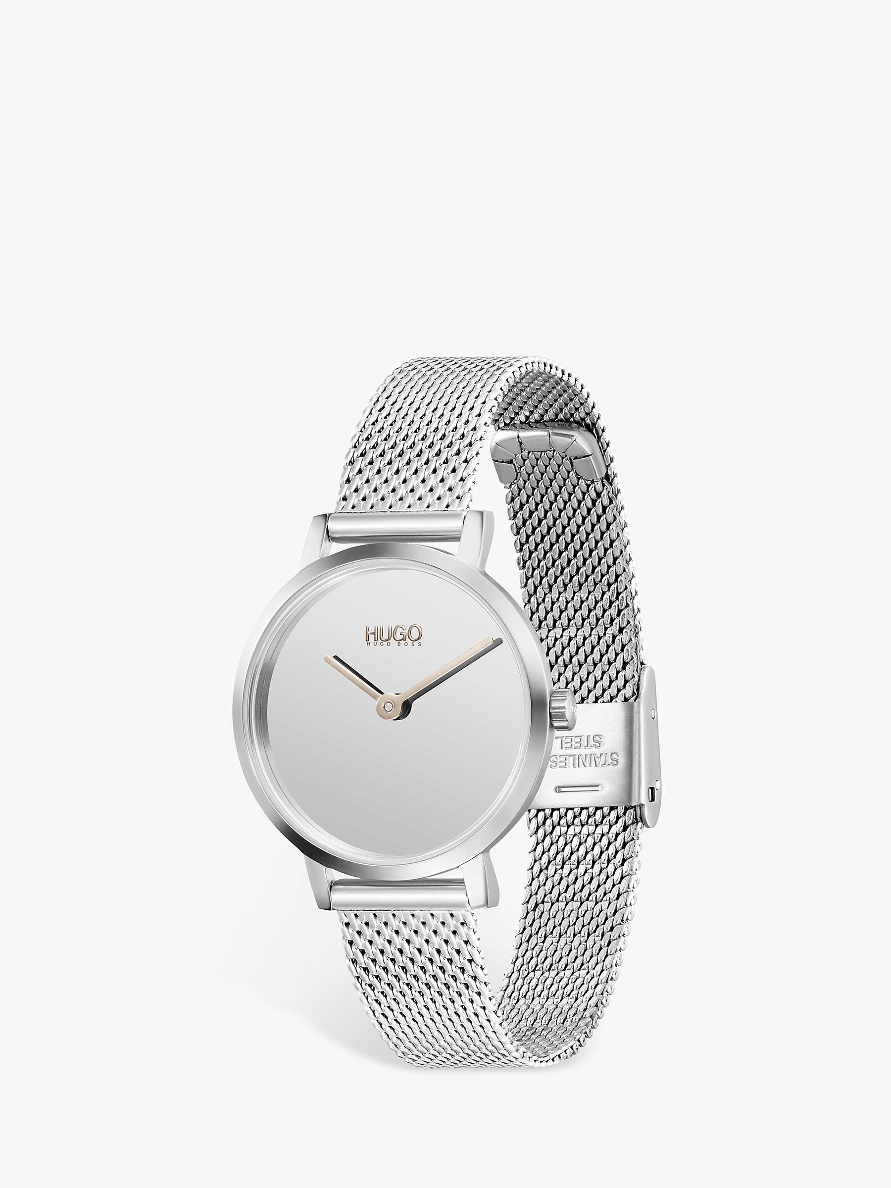HUGO Women's Cherish Mesh Bracelet Strap Watch, Silver