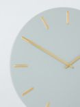 John Lewis Arne Brass Dial Analogue Wall Clock, 45cm, Dusty Green