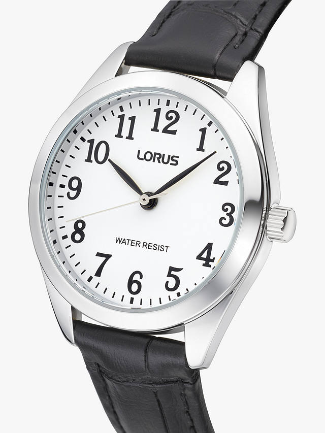Lorus Women's Leather Strap Watch, Black/White Rg239tx9